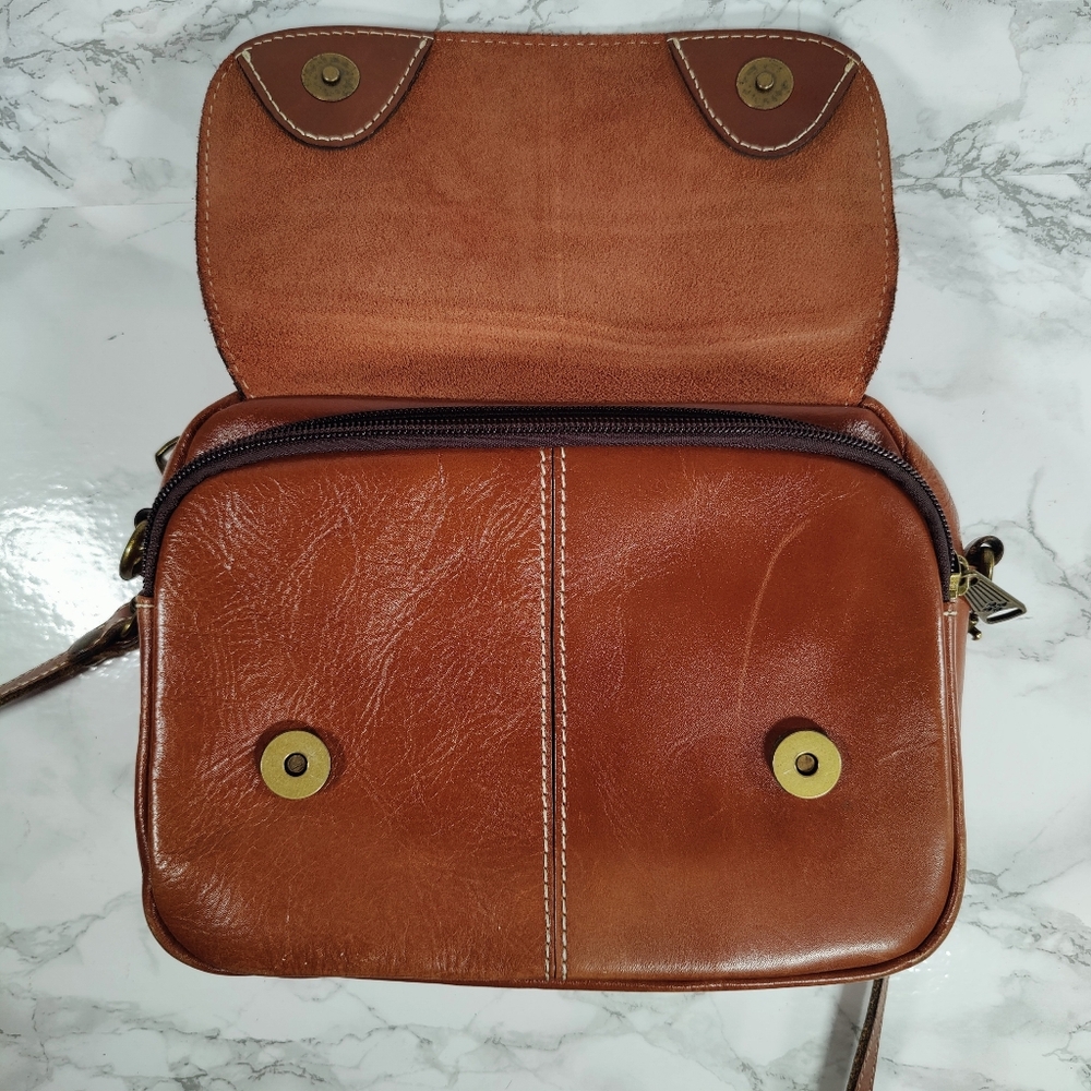 Patricia Nash Brown Leather Multi Pocket Crossbody Purse - Picture 12 of 16